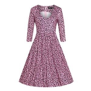 Dolly and Dotty Unique Vintage Billie Pink Leopard Print Midi Flared Dress 10